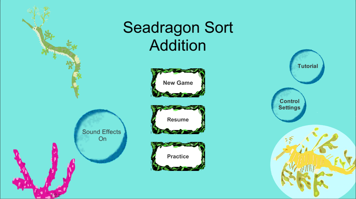 a blue screen with buttons and sea creatures