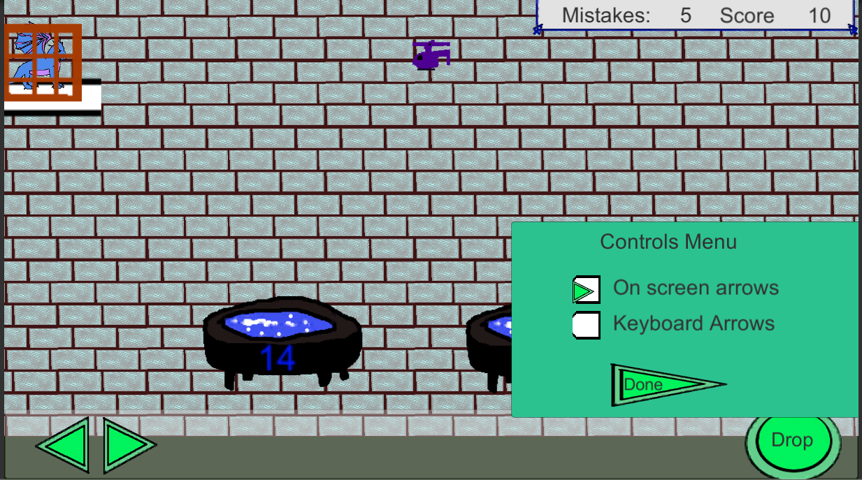 screen shot of game showing menu to choose controls.