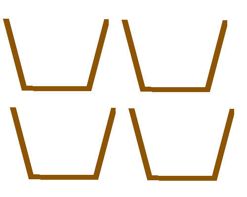 four brown outlines to represent boxes
