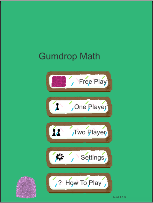 Gumdrop Math main menu screenshot