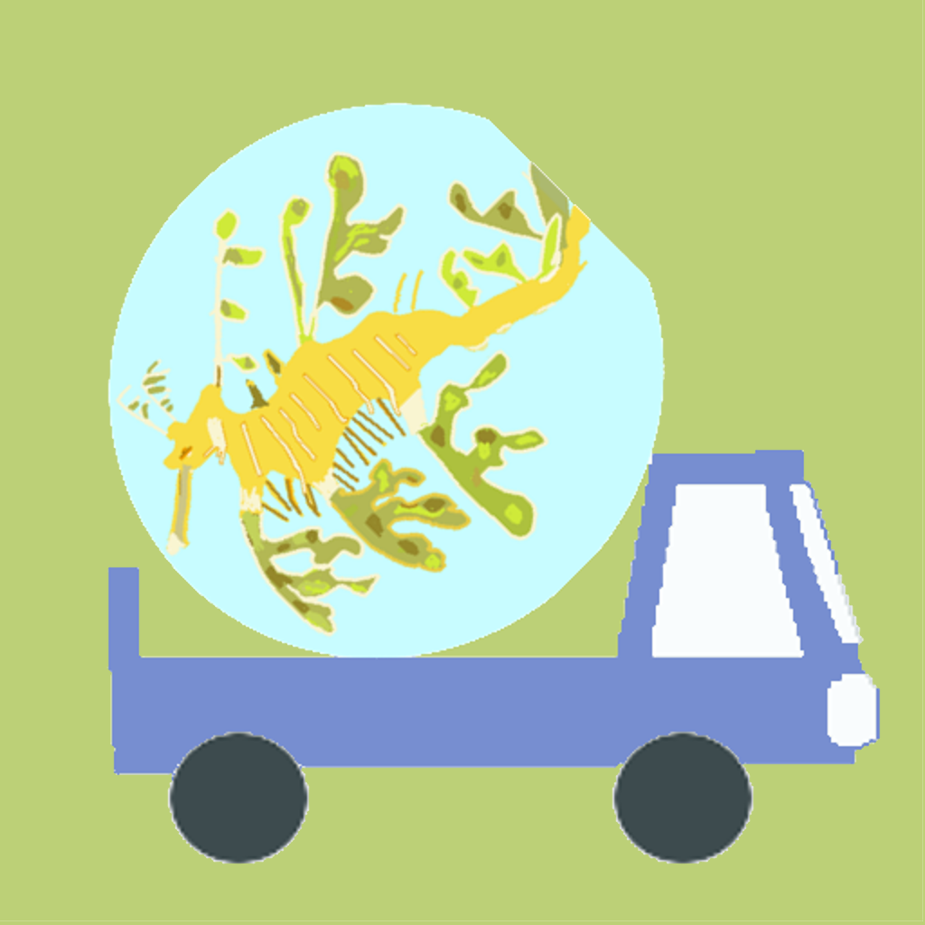 a seadragon in a bubble on a truck